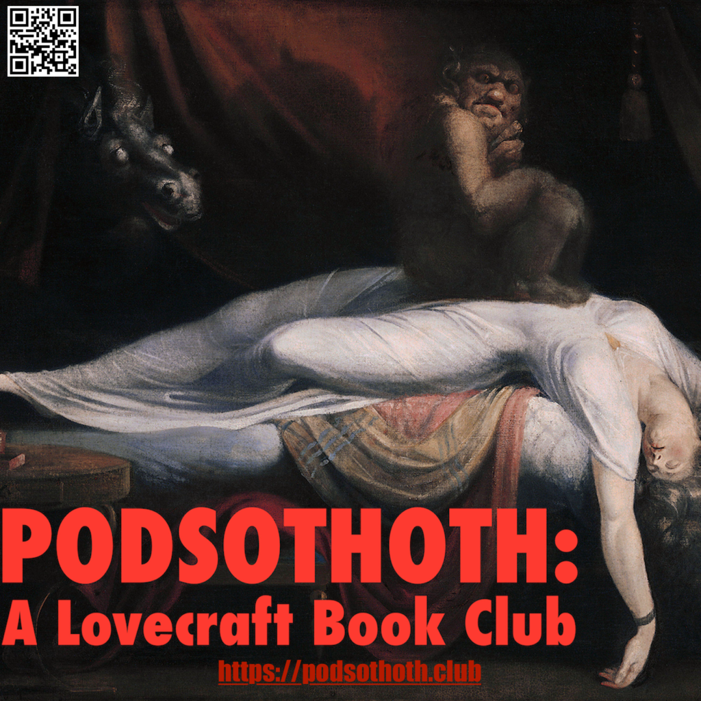 Podsothoth podcast icon with QR code which is actually Henry Fuseli's The Nightmare